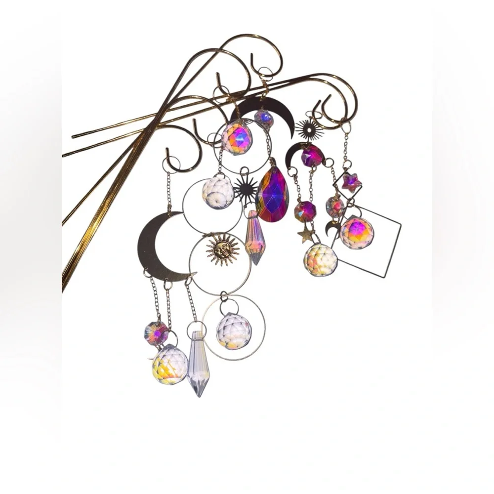 Colorful Crystal Sun Catcher Plant Picks 8-Inch Metal Garden Decor - Picture 4 of 9